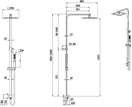 Душевая стойка Allen Brau Infinity 5.21031-31 черный матовый, артикул 5.21031-31