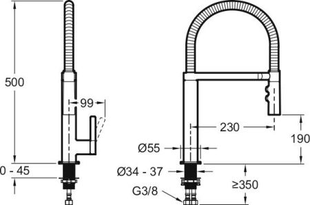 Смеситель для кухни  JACOB DELAFON SPIRALE E23310-CP (хром, L-23 H-13,5), шт, артикул E23310-CP