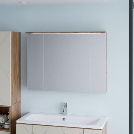 Зеркальный шкаф Бриклаер КРИСТАЛЛ 95 см, дуб крафт табачный, артикул 4627125417214