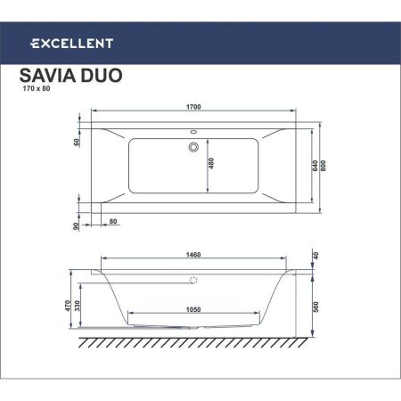 Ванна EXCELLENT Savia Duo 170x80 "ULTRA" (хром), артикул WAEX.SAD170.80.ULTRA.CR