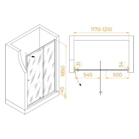 Душевая дверь RGW PA-02B NEW (Прозрачное, 1200), артикул 41080212-14