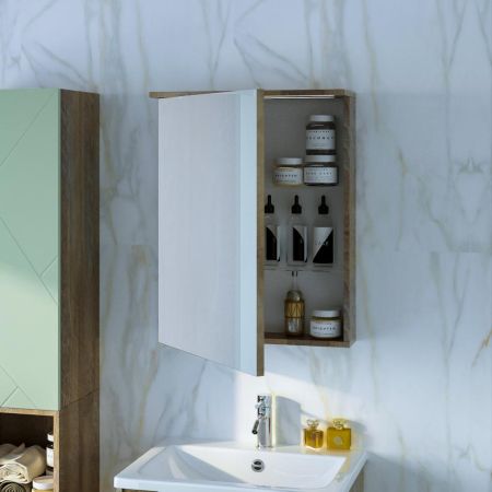 Зеркальный шкаф Бриклаер КРИСТАЛЛ 56 см, дуб гранж песочный, артикул 4627125417221