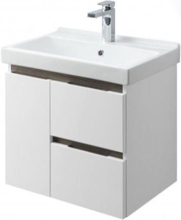Тумба под раковину Акватон Рене 60 подвесная 1A222101NRC80 Белая Грецкий орех, артикул 1A222101NRC80