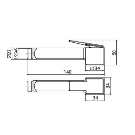 BOSSINI CUBE-BRASS 34 x 34 mm Душевые лейки с клапаном подачи - хром, артикул B00475.030