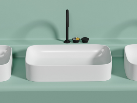 Умывальник чаша накладная прямоугольная (цвет Белый Матовый) Элемент (Element) 705x380x150мм, артикул CN6054MW