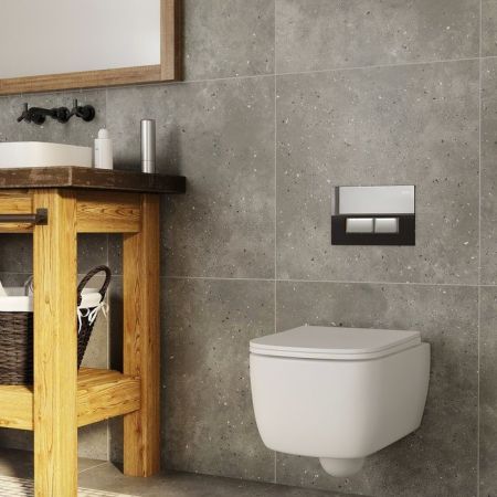 Клавиша смыва IDDIS Uniglass универсальная черное стекло 010 (UNG10GBi77), артикул UNG10GBi77