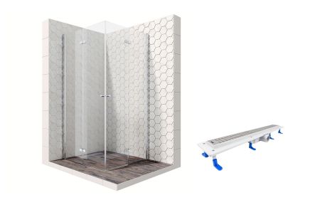 Душевой уголок Ambassador Nord 13011109-ST14, квадратный, линейный трап, 100х100, артикул 13011109-ST14