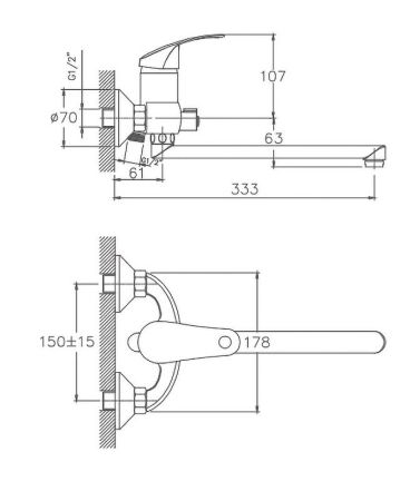 Смеситель для ванны Cron CN2321, хром, артикул CN2321