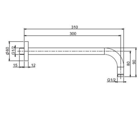 Fima Carlo Frattini Wellness Держатель верхнего душа 300 мм., настенный монтаж, цвет: чёрный матовый, артикул F2138NS.30