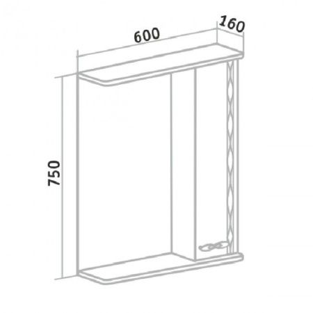 Зеркало со шкафом Runo Лотос 60 4620750026608 с подсветкой Белое