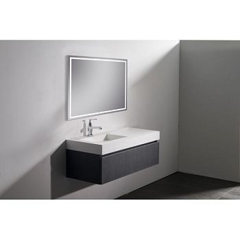 Xpertials LISBETH, прямоугольное зеркало 100х80 см c LED подсветкой: датчик вкл/выкл подсветки с диммером и датчик антизапотевания, профиль матовый хр