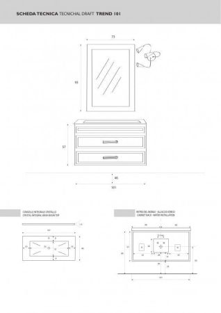 Мебель для ванной CEZARES TREND 101 sospeso, артикул TR101/CR.BiaExCh