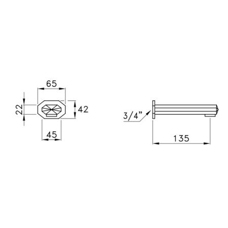 Stella Firenze Настенный излив для ванны 0/250, цвет: хром, артикул FI 09000 CR00