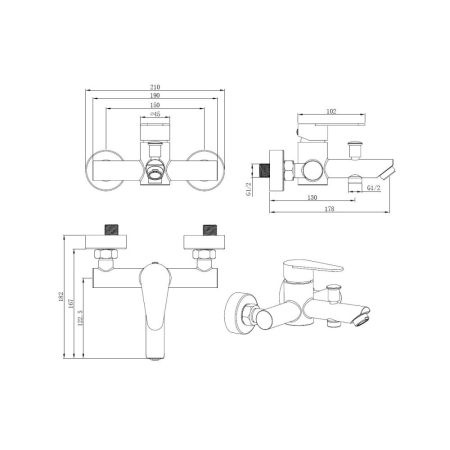 Смеситель для ванны OLISAN STEEL ST1201, сатин