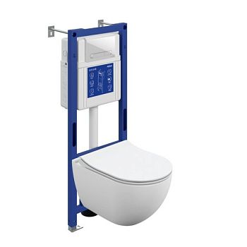 Комплект CERSANIT BRASKO SMART DPL EO slim инсталляция AQUA 40 SMART M кнопка ESTETICA пластик белый LP (69334)