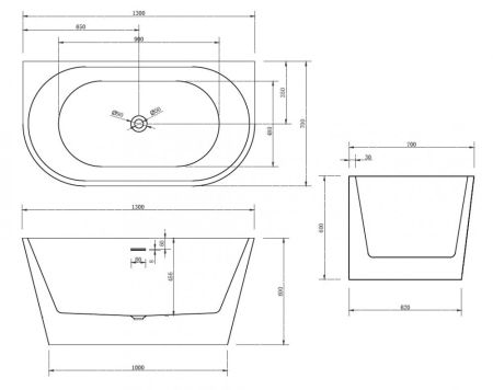 Акриловая ванна ABBER AB9216-1.3