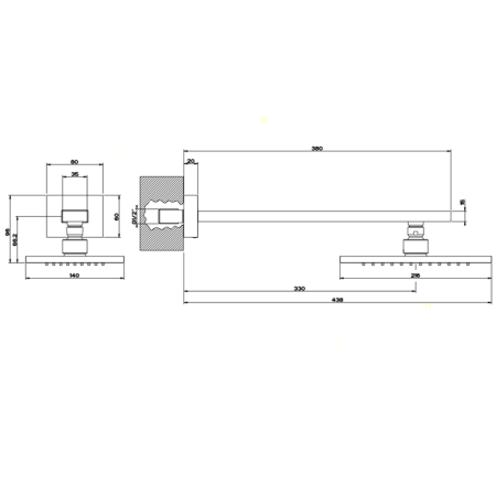 Gessi Rettangolo Верхний душ для настенного крепления 216x140мм, цвет: хром