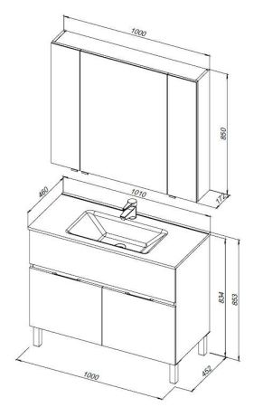 Мебель для ванной Aquanet Алвита New 100 1 ящик, 2 дверцы, белый матовый, артикул 00274184
