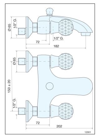 Смеситель Deco Cristall с ручным душем для ванной, цвет бронза, артикул 12001CRIBR