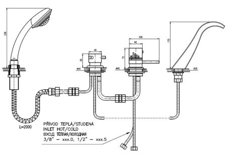 Смеситель на борт ванны Rav Slezak Dunaj Termostat DT261.5PZ