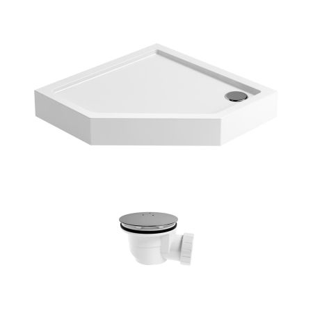 Комплект пятиугольного душевого поддона с сифоном Lavinia Boho Art 3708190S, 90 х 90 см