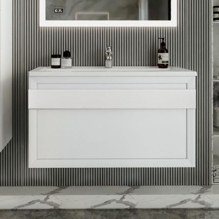 Тумба под раковину подвесная Бриклаер БЕРЛИН белый , 100 см, артикул 4627125416095