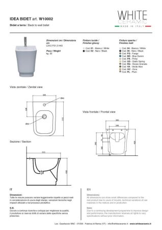 White Ceramic Idea, напольное биде, 51x34x43h см, цвет белый глянцевый, артикул W1000201