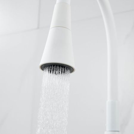 Смеситель для кухни с гибким изливом Raffine F313C-1, белый