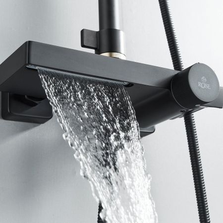 Душевая система с термостатом Rose R1896H-6, черный
