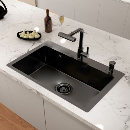 Кухонная мойка из нержавеющей стали Fashun 29M Комплект AS6845-17, графит