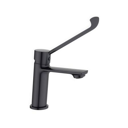 Смеситель для раковины с хирургической ручкой BELZ B10019-3, оружейная сталь