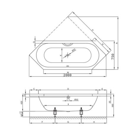 Опора для ванны, Bette, универсальная, комплект-2 штуки, артикул B23-1500