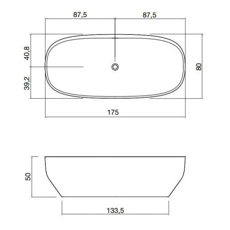 ANTONIO LUPI AGO Ванна отдельностоящая 1750х800х500 мм., с нажимным донным клапаном, сифоном и гибким шлангом, Cristalplant, цвет белый