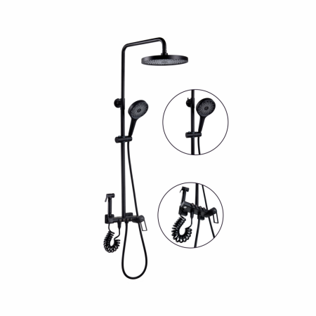 Душевая система с гигиеническим душем FASHUN A2483-7, чёрный