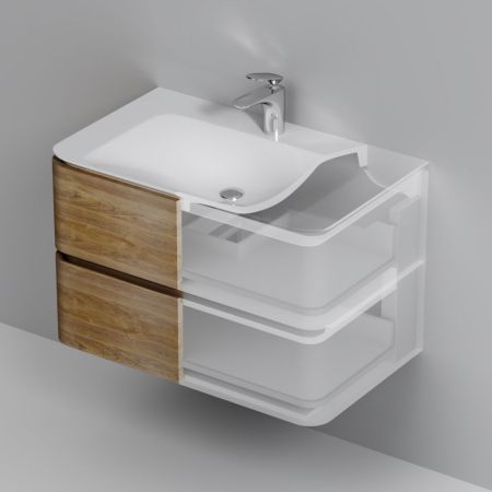 M30FHX0802NF Sensation, База под раковину, подвесная, 80 см, ящики, орех, текстурированная, шт, артикул M30FHX0802NF