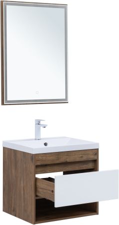 Тумба под раковину Aquanet Тренд 60 дуб рустикальный/белый сатин