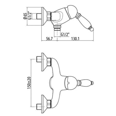 Gattoni Orta Смеситель для душа, с белой ручкой, цвет золото 24кт