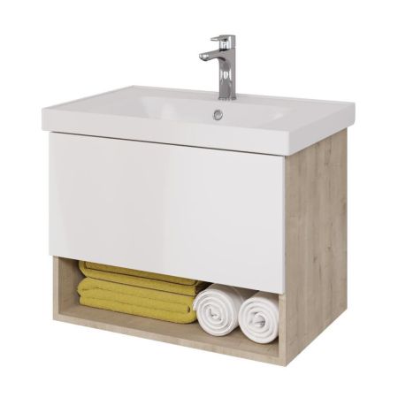 Тумба под раковину подвесная Dreja Perfecto 70 см, дуб эврика/белый, артикул 99.0812