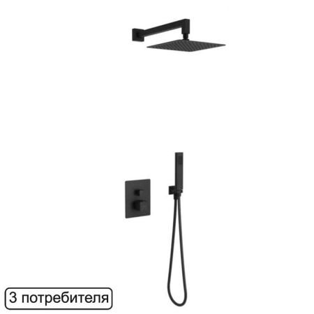 Термостатическая душевая система скрытого монтажа EXCELLENT Keria AREX.SET.2048BL (черный мат)