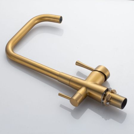 Смеситель для кухни с подключением фильтра Shevanik S528G, золотой сатин, артикул S528G