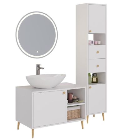 Тумба с раковиной напольная Dreja Luno 80 см, белый, артикул 99-2002-com