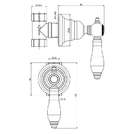 FIMA|Carlo Frattini Herend Запорный вентиль, внешняя часть, цвет золото, артикул F5413/1OR