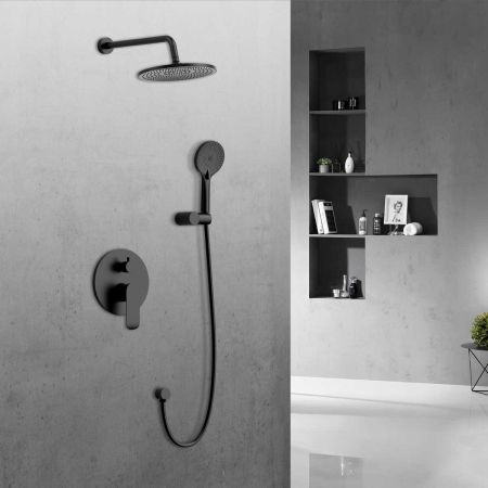 Душевой комплект Esse VSFW-1E1MB, встраиваемый, 2 режима, ограничитель давления Hi Box, черный, артикул VSFW-1E1MB