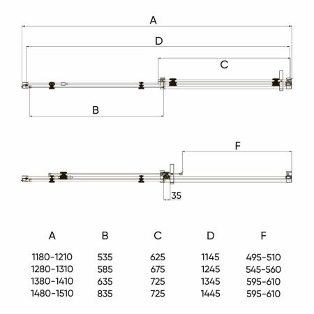 Душевая дверь Veconi Vianno VN-74B, 1500x1950, черный, стекло прозрачное, артикул VN74B-150-01-C4
