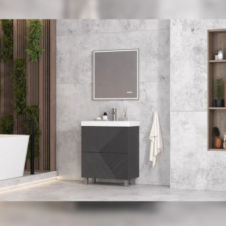 Тумба под раковину напольная Velvex Edge tn.EDG.9696.70.2Y графит, 70 см, артикул tn.EDG.9696.70.2Y графит