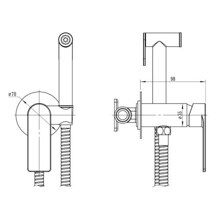 Гигиенический душ со смесителем встраиваемый VODA NVSMH, хром, артикул NVSMH