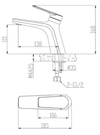 Смеситель Baku для раковины, без донного клапана, артикул: BK 26, ESKO, артикул BK 26