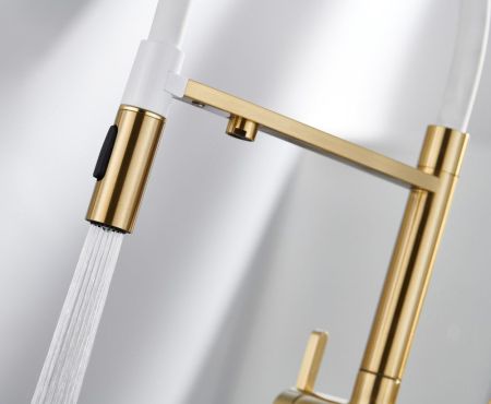 Смеситель для кухни с подключением фильтра для воды Rose R458G, золотой сатин