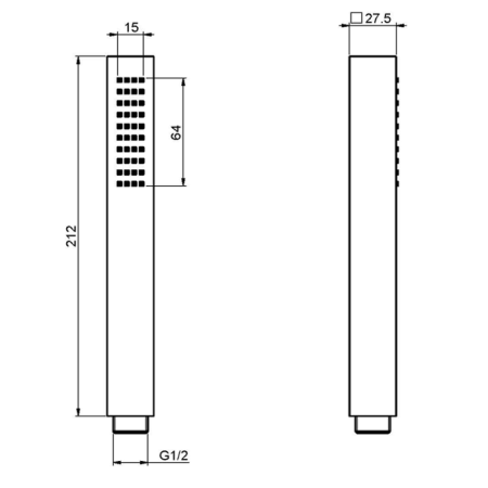 Ручной душ, Fima Carlo Frattini, Handshowers, размер душевого диска, мм-15*64, форма-прямоугольная, цвет-хром, артикул F2203CR
