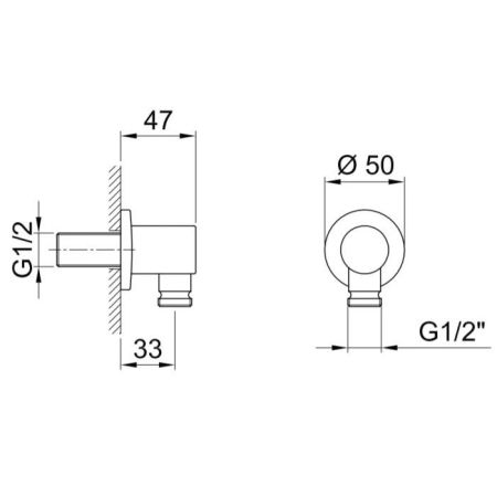 FANTINI Milano Шланговое подсоединение, отделка Матовая натуральная сталь, артикул 91 93 7034